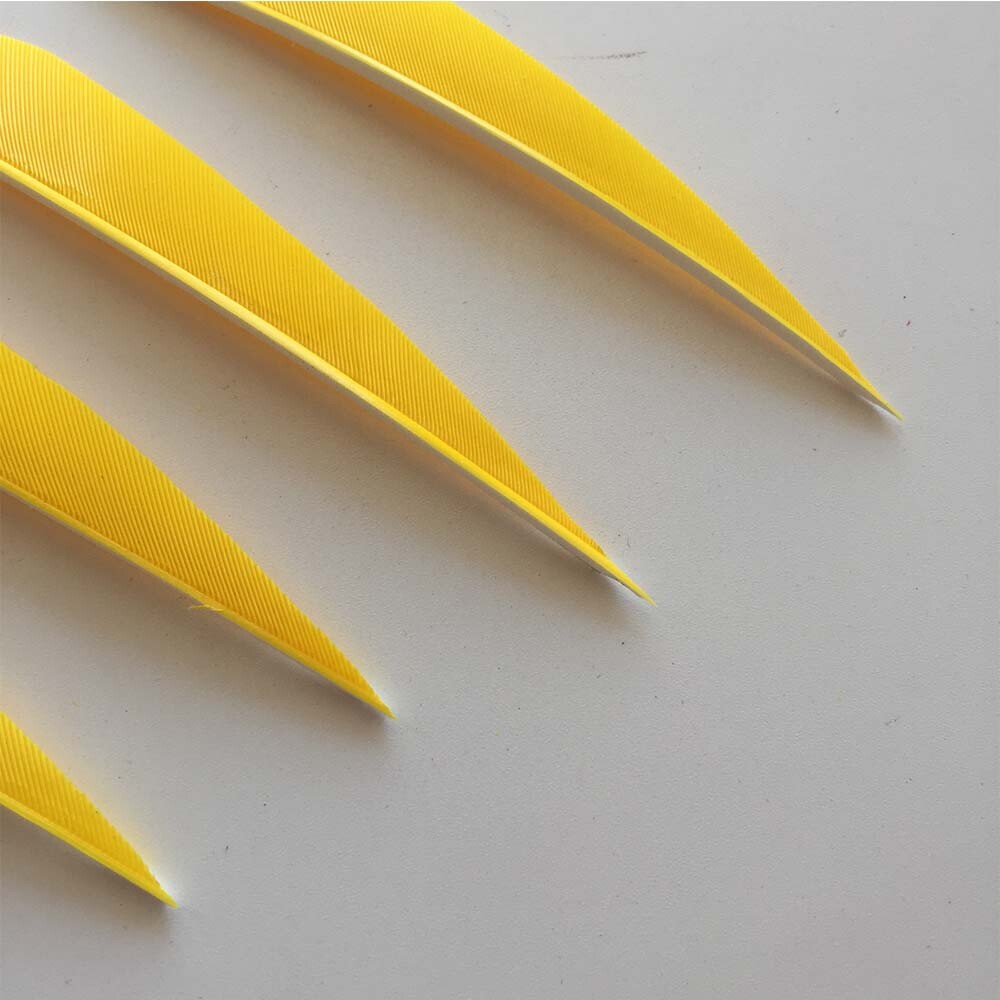50 Piume Gialle Per Frecce - 3 4 5 Pollici - Fletches Right Wing Per Tiro Con L'Arco