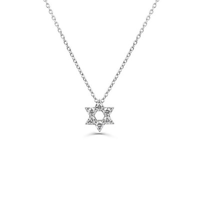 0.33CT Moissanite Diamond Star of David Pendant Necklace 14K White Gold Plated