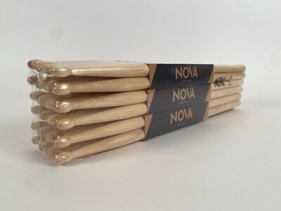 12-Pr BRICK VIC FIRTH  Nova 5A Wood Tip DRUM STICKS N5A Hickory Bulk NEW