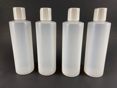 8-oz Plastic Squeeze Bottles (Natural) with White Disc Cap Travel Beauty Storage