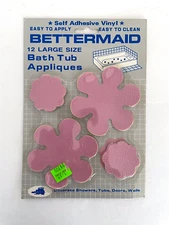 Bettermaid Home 12 Large Bathtub Appliques Pink Flowers Self Adhesive Vinyl NIP