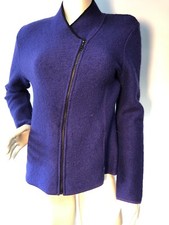 South Wool S Purple Boucle Knit Wool Zip Jacket Bin-x