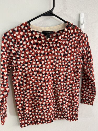J CREW sz S Tippi Sweater in printed hearts 100% m