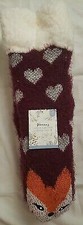 Woman's Lurex Fox Critter Slipper Non Slip Sock 8-10 Ultimate Warmth Luxe