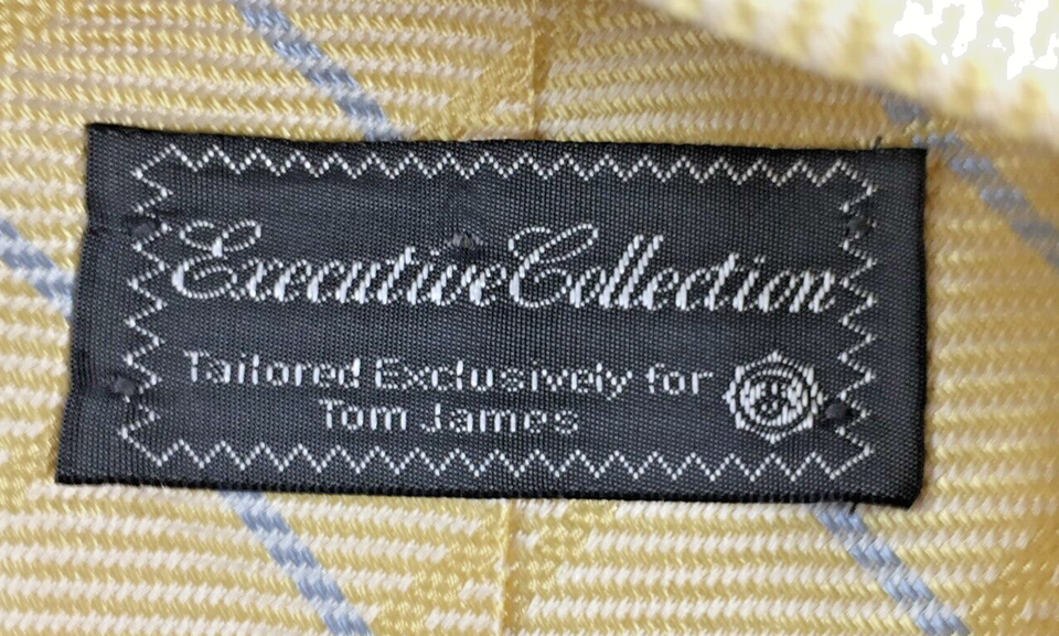 Tom James Executive Collection Men's Neck Tie Silk Yellow Gold Blue ...