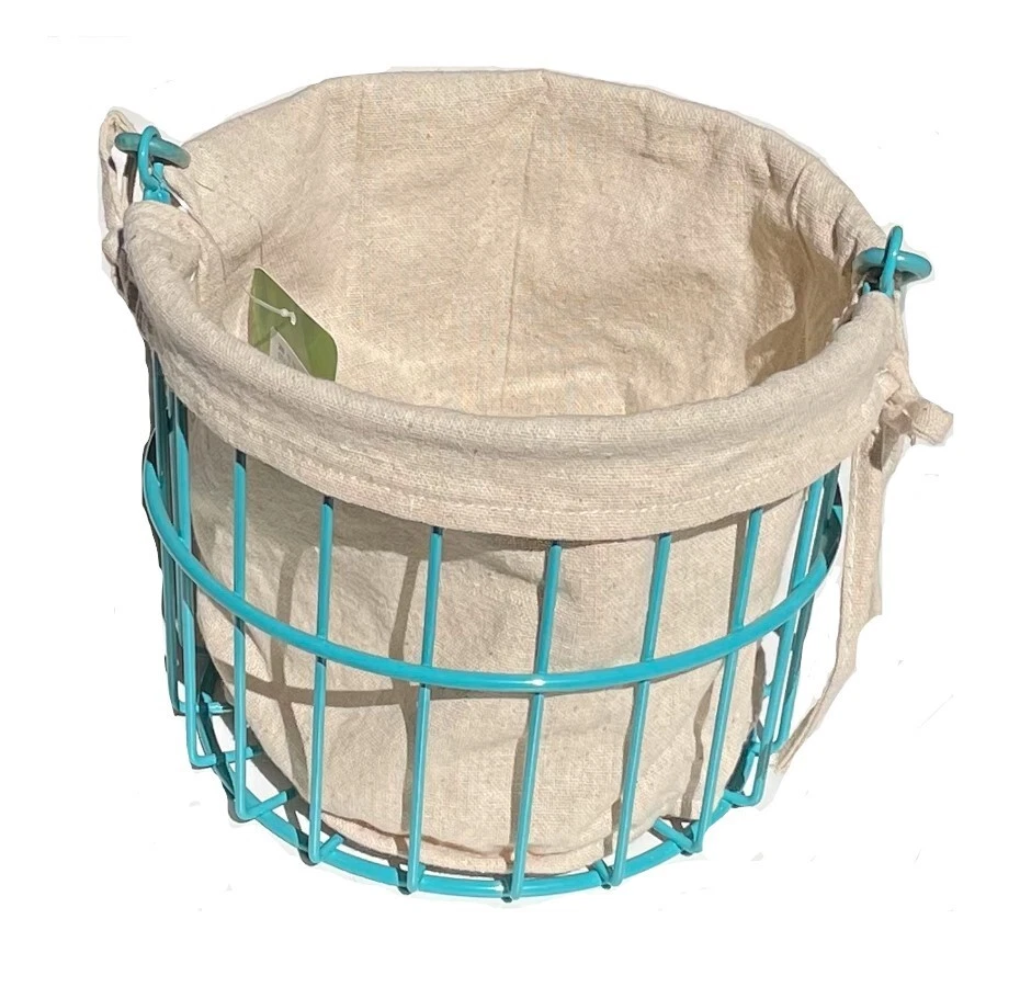 Food Network Wire Handled Basket with Liner Blue - Image 2 of 3
