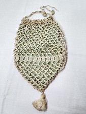 Vintage Handmade Crocheted Drawstring Purse Bag with Tassel Reduced