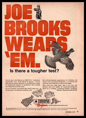 1967 Converse Hodgman Hunting Gear Boots ''Joe Brooks Wears 'Em'' Vintage Print Ad