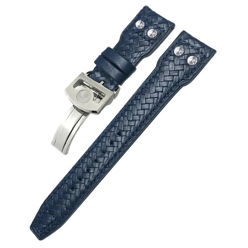 IWC Big Pilot TOP GUN Spitfire 21 22mm Woven Leather Watch Strap Rivet Band