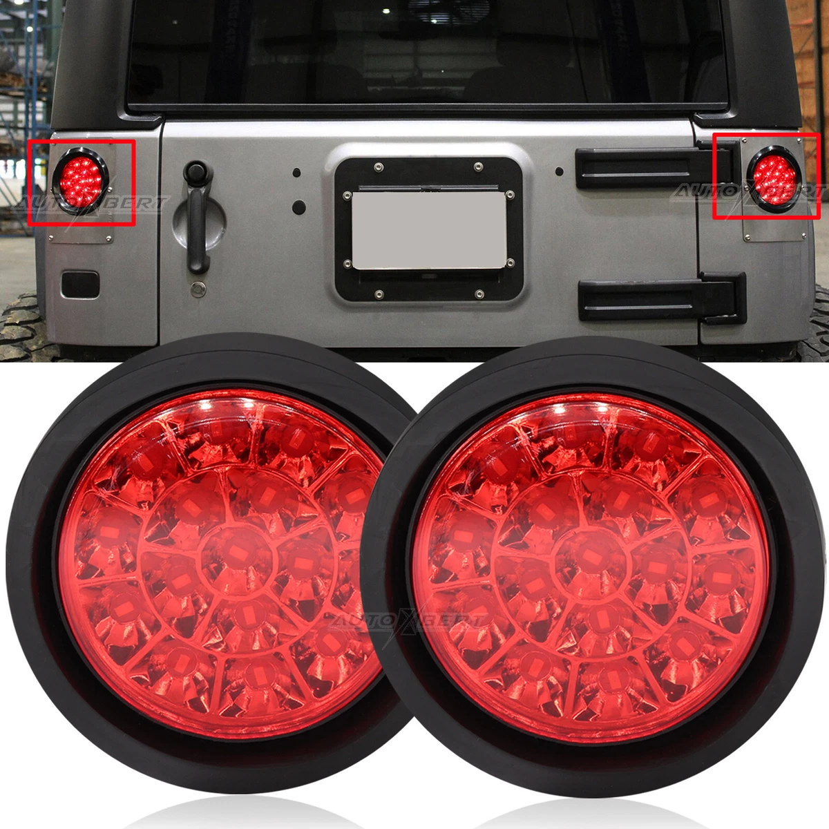 2pc Red inch Round 16 LED Trailer Tail Lights Truck Stop Brake Lamp  Waterproof eBay