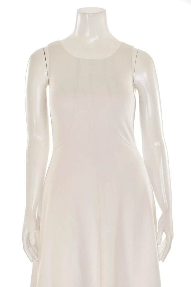 Vestido de malha Armani Collezioni fit & flare comprimento do joelho em creme/off-white tamanho 8 - Imagem 3 de 4