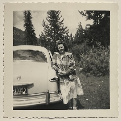 VTG Original 1940s Photo Famous WISE RIVER CLUB Montana Plate Pretty Girl FORD