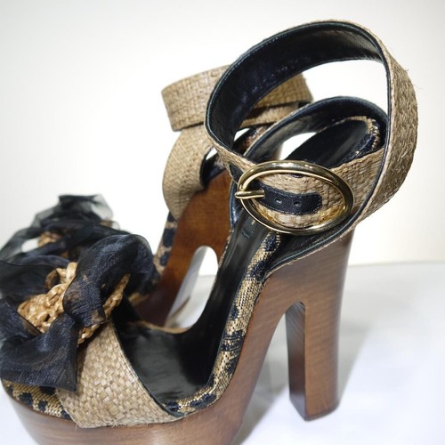 Dolce & Gabbana Women 6.0US Wedge Sandals Heels Height 14cm Luxury Elegant Sleek - Picture 5 of 10