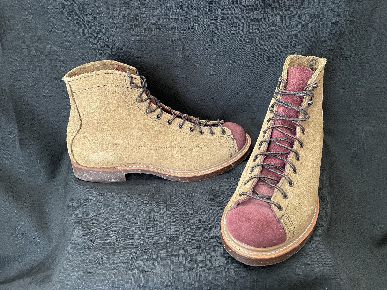 RED WING Heritage 2997 Lineman Boots Olive and Maroon Size 7.5 Mens image 4