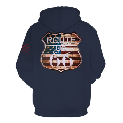 Sudadera Capucha Hombre Azul US Ruta 66 Deporte Ropa Deportiva