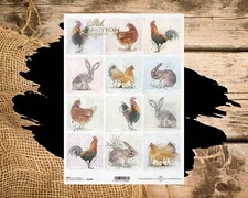 Farmhouse Squares | A4 Rice Paper | Paper for Decoupage | ITD Collection