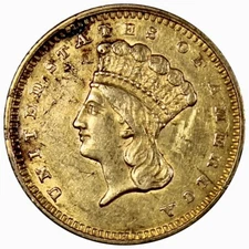 1862 Indian Princess Gold Dollar AU Details Damaged Coin A1461