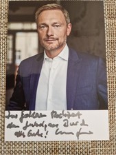 Christian Lindner, Autogrammkarte mit pers. W...