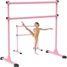 Dolibest Freestanding Ballet Bar, Height Adjustable Pink- 4ft Steel Cross Bar