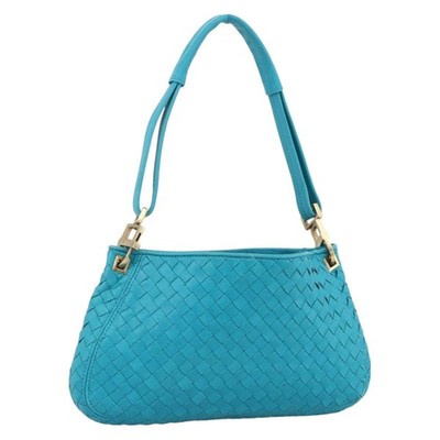 BOTTEGA VENETA INTRECCIATO Shoulder Bag Leather Turquoise Blue