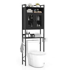 Over The Toilet Cabinet Bathroom Toilet Storage Organizer w/ Double Door Cabinet