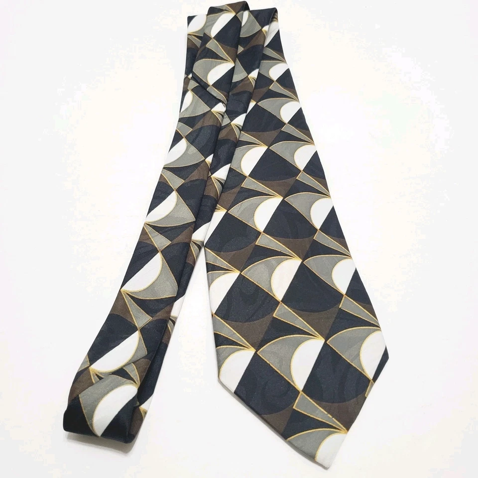Requirements 领带棕色和灰色几何图案男式领带 59x4 — 第 2/4 张图片
