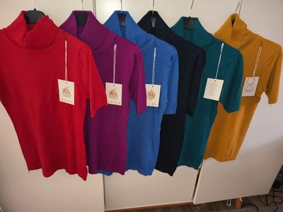 MADE IN ITALY fine knit sweater with turtleneck 1/2 sleeve size 36 38 40 NEW