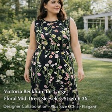 Victoria Beckham Target Floral Dress Sleeveless Stretch 3X Spring Wedding Guest