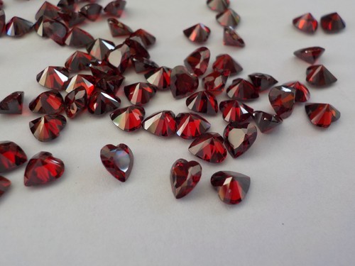 5mm Dark Red Heart Cubic Zirconia Stone Pointed Back AAA Loose Total 12