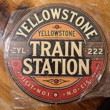 Yellowstone Train Station Wall Plaque.Novelty Aluminum Small