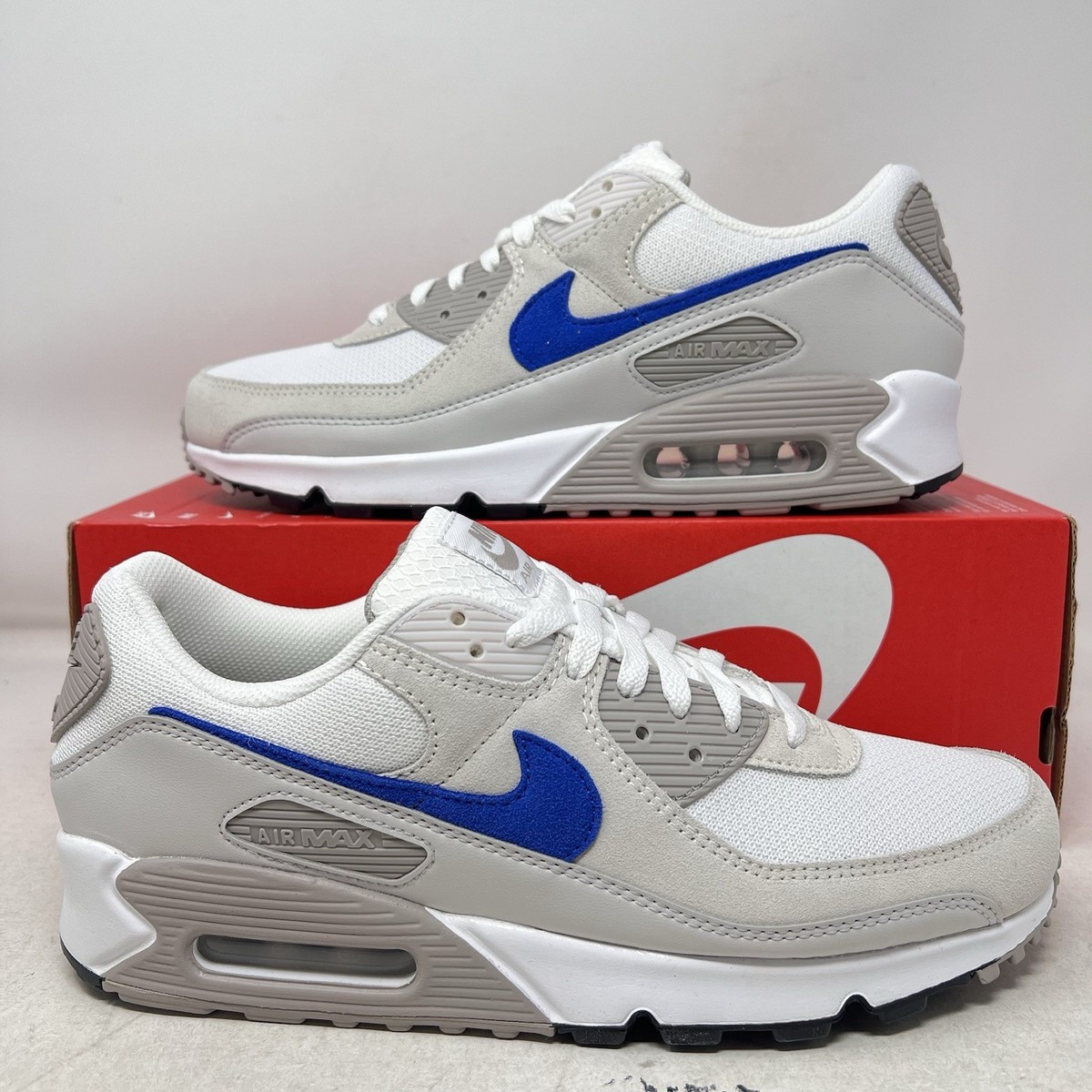NIB Men Nike Air Max 90 DM0029-110 White/College Gray/Summit White/Racer Blue NIB Men sz 8.5 Nike Air Max 90 DM0029-110 | Mercari main image 3