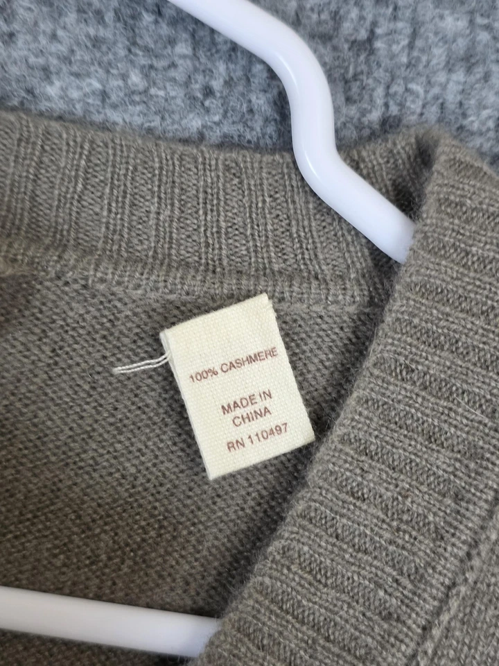 Suéter Inhabit Mujer Pequeño Taupe 100% Cachemira Cuello en V Acanalado Pullover Tejido Foto 3 de 4