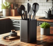 Square Kitchen Utensil Holder | Modern Utensil Pot | Worktop Organiser