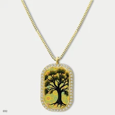 Stunning Colorful Tree of Life Pendant Necklace Chain Image Dog Tag Chain Gift D