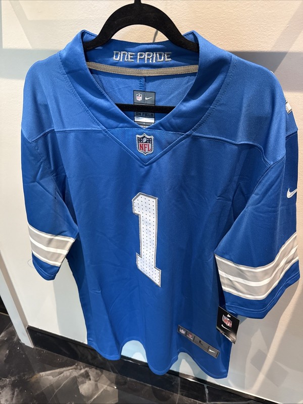 New Detroit Lions Jameson Williams STITCHED  #1 BLUE Jersey Men’s SMALL