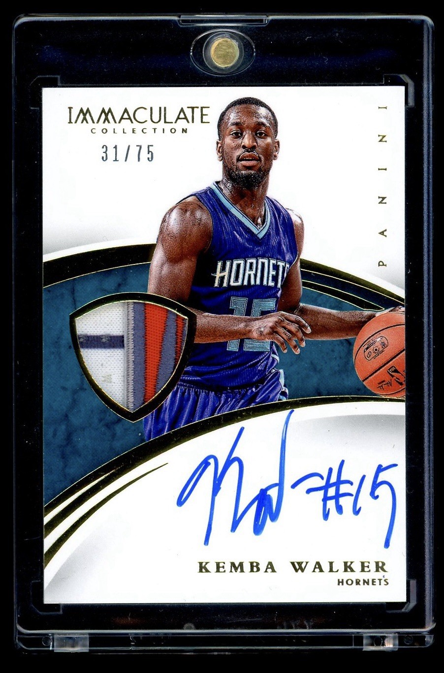 2014-15 Panini Immaculate Collection Kemba Walker Game Used Prime Patch Auto /75