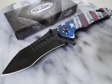 Rite Edge USA Flag Assisted Open Recurve Pocket Knife Rescue Folder 300599-US