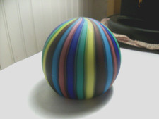 Vintage Fratelli Toso Murano satin glass rainbow swirl paperweight Italy