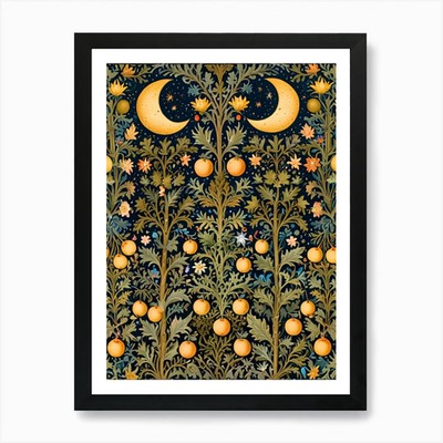 William Morris Monde und Orangen Ar gerahmtes Wandbild Poster Leinwanddruck Bild