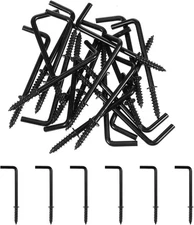 20 Pcs 2 Inch L Shape Screw Hooks Black Stainless Steel Right Angle Hooks