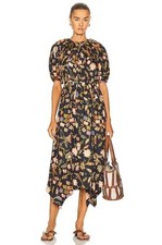 Ulla Johnson Cybil Odessa Print Silk Crepe De Chine Midi Dress Womens 6 NEW