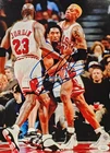 Dennis Rodman Signed Photo 11x14 METALLIC Pistons Bulls Worm Autograph HOF JSA