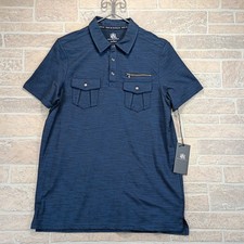 Rock Republic Men's Large Blue/Black Short Sleeve Polo Shirt 2 Pockets NWT