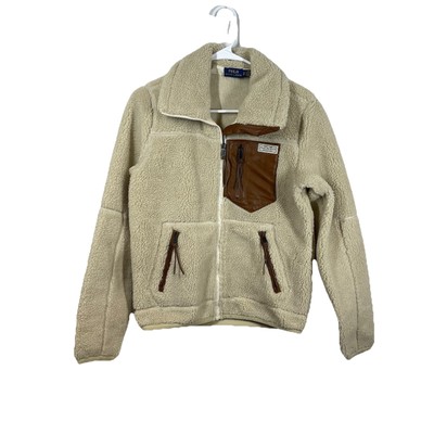 POLO RALPH LAUREN Sherpa Leather Jacket Size XS Full Zip City Preppy Lodge