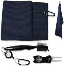 Golf Towels - Waffle Pattern Microfiber Golf Towel and Golf Brush, a Handy Golf