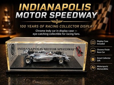 1998 Hot Wheels IMS 100 Years Racing Chrome Indy Car Display Case 1:64
