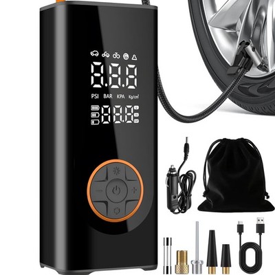 Tragbarer Luftkompressor Reifenfüller Pumpe 12V 6000mAh Auto Fahrrad Ball LED