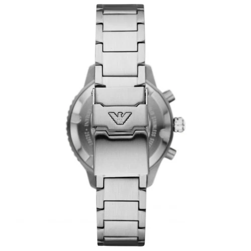 NEW EMPORIO ARMANI DIVER AR11360 BLACK DIAL AND SILVER TONE MEN'S WRIST WATCH - Picture 2 of 4