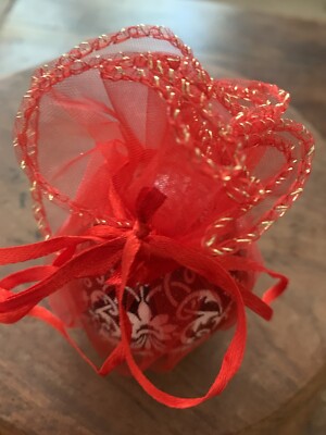 50 rote funkelnde Spitze runder Puff Organza Beutel Gefälligkeiten Geschenke Hochzeiten Partys