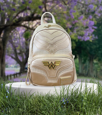 Loungefly DC Comics Wonder Woman Metallic Cosplay Mini Backpack Gold